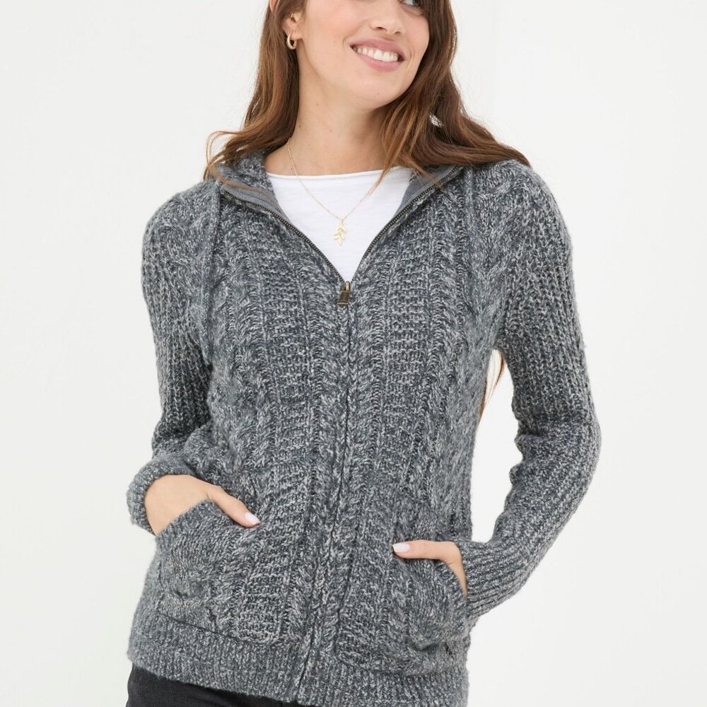 Fatface Charcoal Grey Knitted Hoodie US8 UK12